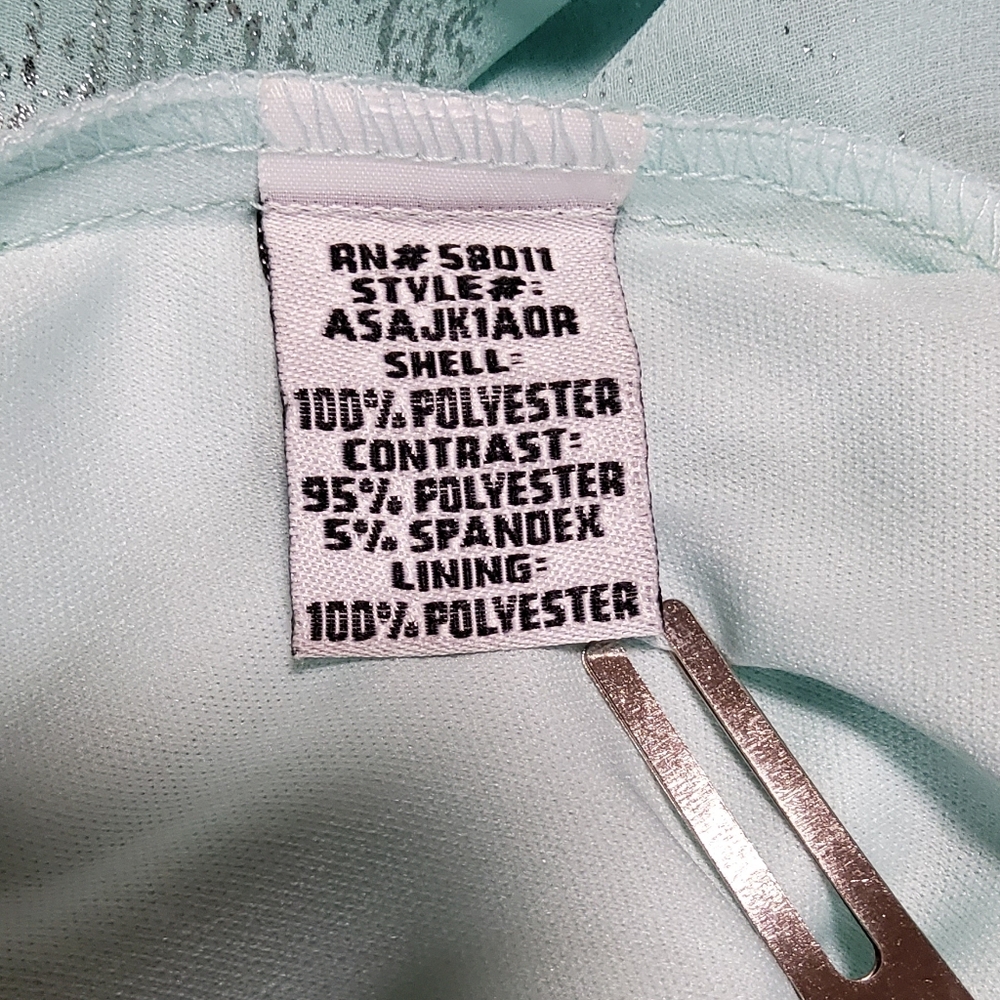 Sangria Stretch Mint Green Surplice Fit & Flare Dress Size 4 - Picture 9 of 10